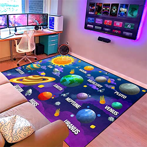 Outer Space Rugs Educational Learning Large Size Solar System Carpet Rugs Space Rug for Bedroom Boys Galaxy Area Rug Living Bedroom Dining Room Decor, 4'×5'