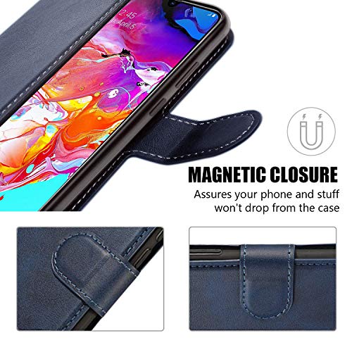 QLTYPRI for Samsung Galaxy S10 Plus Case Premium PU Leather Simple Wallet Case TPU Bumper Card Slots Kickstand Magnetic Closure Shockproof Flip Cover for Galaxy S10 Plus - Blue by QLTYPRI - Image 5
