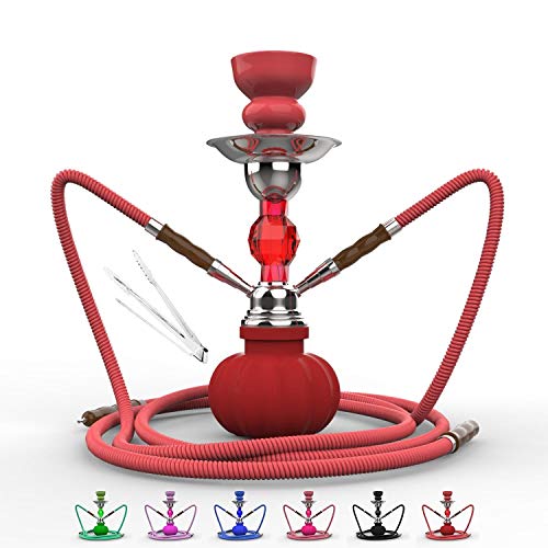 Cachimba 2 salidas shisha Soria.Premium 2 mangueras 28cm (6colores) (ROJO)