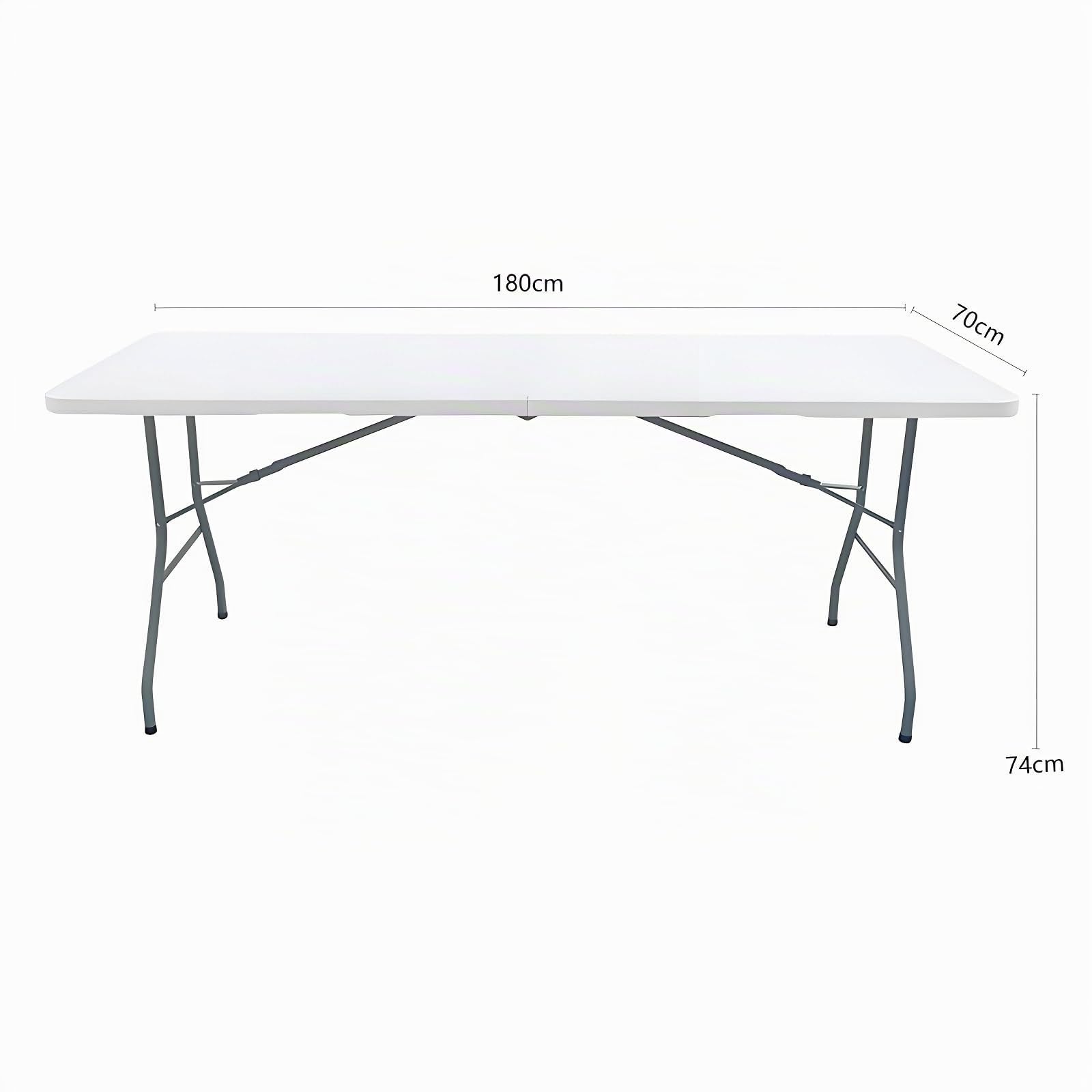 Tavolo pieghevole da esterno 180 cm, rettangolare per Jadin Camping, Picnic (bianco)