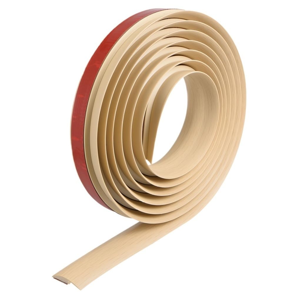 Loacea Floor Threshold Strip Length 3/6m PVC Doorway Transition Strip Floor Cover Trim, Self Adhesive Carpet Edge Flooring Seal 1pc(Beige,6METERS*7.5MM*35MM)