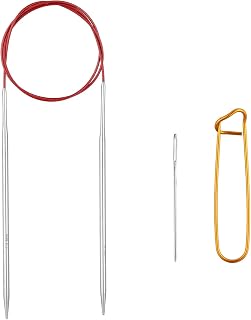 Circular Knitting Needles 40inch (100cm) Stainless Steel Knitting Needles Size US 6 (4mm) with 1 Sturdy Stitch Holder