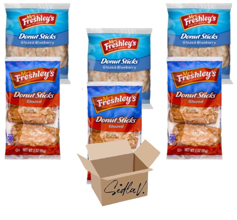 SEDLAV Bundle Ms Freshley’s Donut Sticks Variety 3 Blueberry & 3 Glazed Donuts ((Pack of 6))