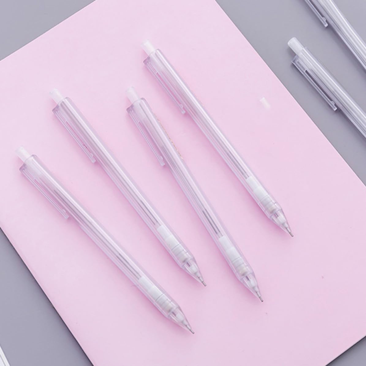LIFKOME 50 Piezas Lápiz Mecánico Transparente Diseño Único y Agarre Cómodo, Punta 0.5mm, Adecuado para Dibujo y Uso Escolar Diario
