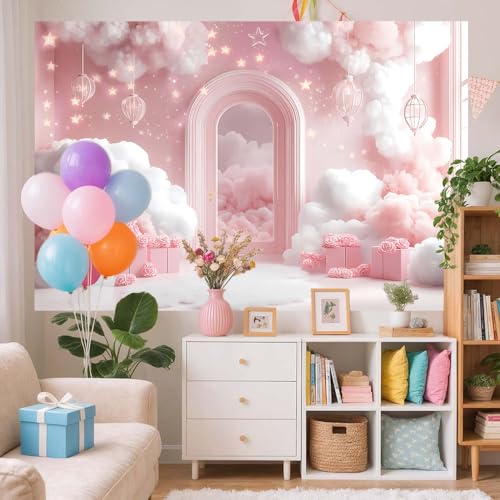 Fondo fotográfico rosa 7x5ft para recién nacido y fiesta miniatura 6