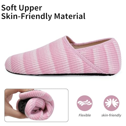 Image of WateLves Womens & Mens Lightweight Cozy Faux Furry House Slippers - Rubber Sole Slip On Sock Shoes - Foldable Travel Slippers - Indoor & Outdoor