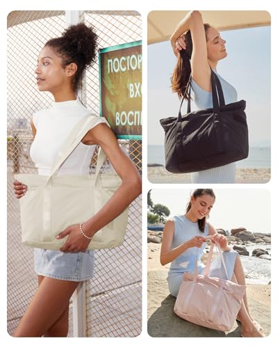 Image of BAGSMART Tote Bag for Women, Tote Bag with Zipper Work Tote with Compartments Nurse Shoulder Hanbag for Travel, Gym