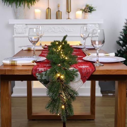 Guirlande lumineuse de 1,8 m pour décoration de cheminée et table de Noël