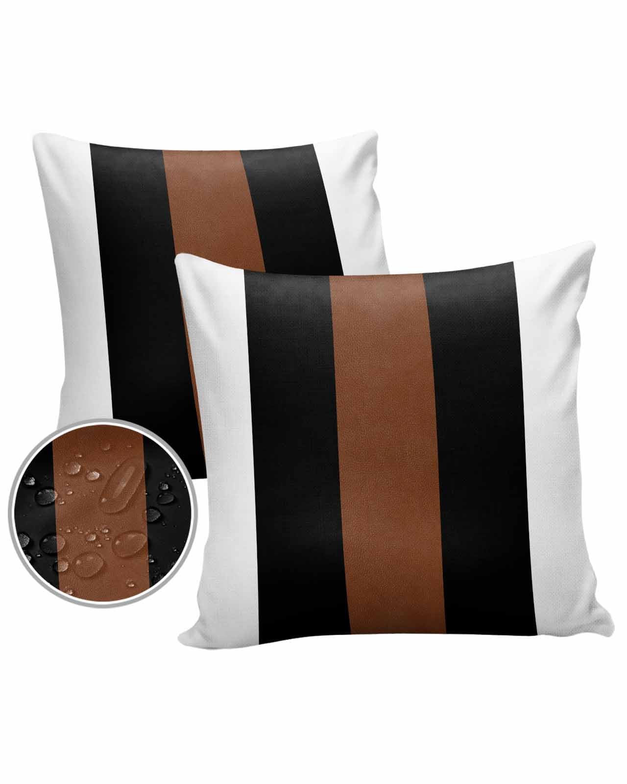 Boanket Outdoor Pillow Covers 20 x 20 Inches, Brown Black White Waterproof Throw Pillow Cover Set of 2, Home Decorative Square Cushion Covers for Patio/Tent/Couch/Garden