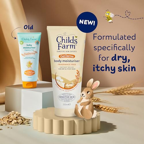 Childs Farm OatDerma Body Moisturiser, Fragrance Free, Soothing Hydration, Sensitive Skin, Emollient, Baby, Kids, 200ml - Image 3