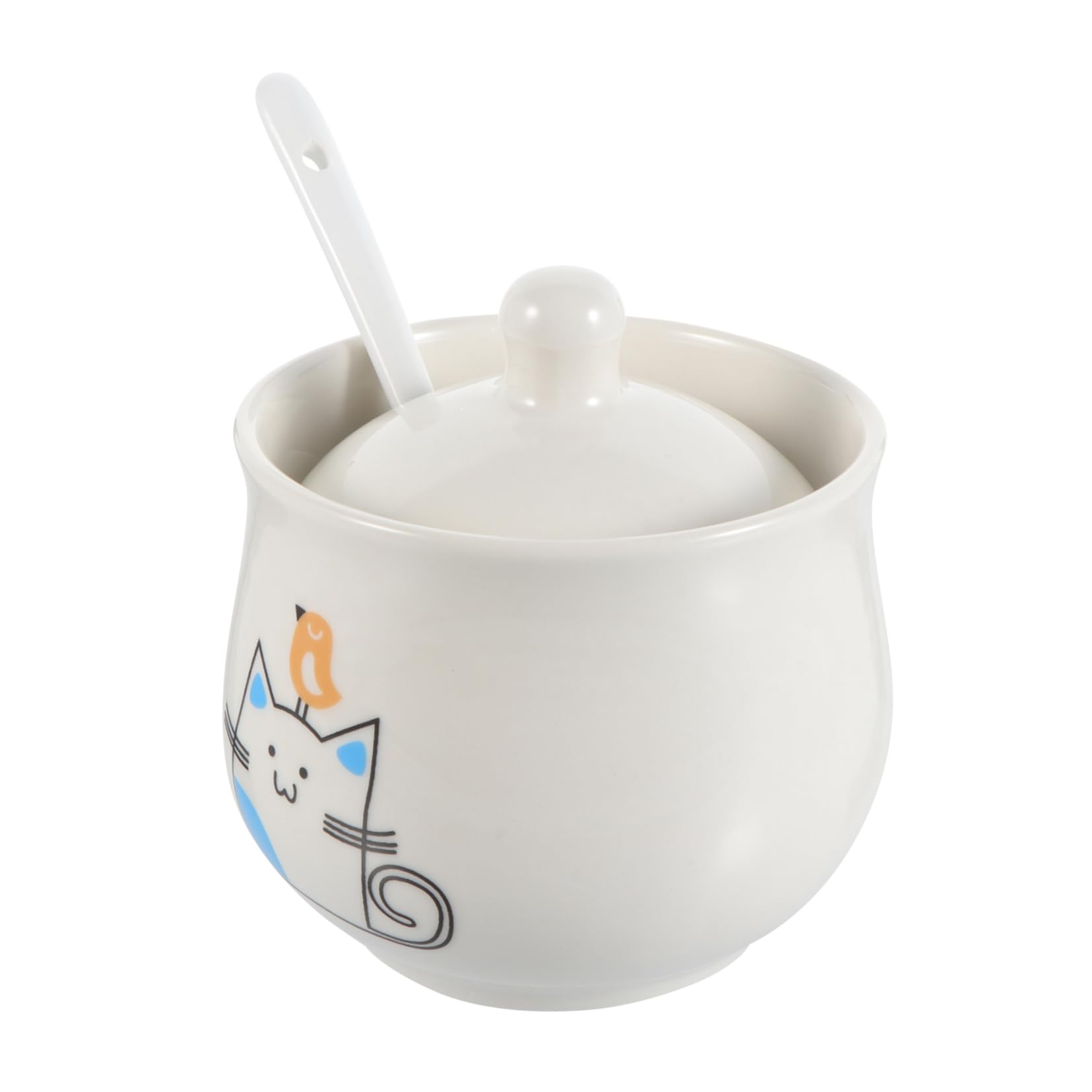 OUNONA 1Set Ceramic Spice Jar with Lid Kitchen Condiment Storage Pot for Pepper Salt and Seasoning Elegant Eared Design present for Housewarming and Friends