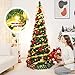 Decoway Pre Lit Pre Decorated Christmas Tree Pop Up Christmas Tree and Warm White LED Lights,Holiday Party Decorations,Red Gold (Yellow, 6 FT)