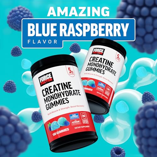 Image of Force Factor Creatine Monohydrate Gummies, NSF Certified, 5g Dose for Men & Women to Support Muscle, Strength, Recovery, Cognitive Health & Memory, Packaging May Vary, Blue Raspberry, 150 Gummies