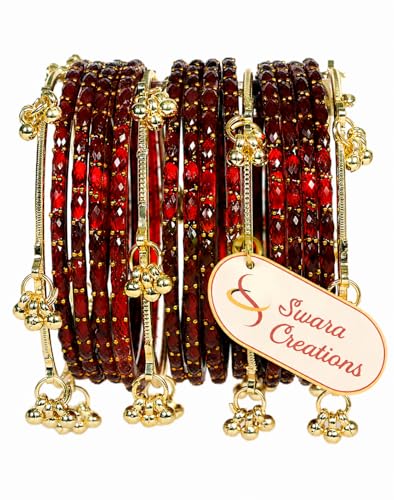 Image of Swara Creations Kashmiri Ghungroo glass Bangles set | Viral Raindrop Multi Set for Women and Girls | Set of 16 Pcs (SKU415)
