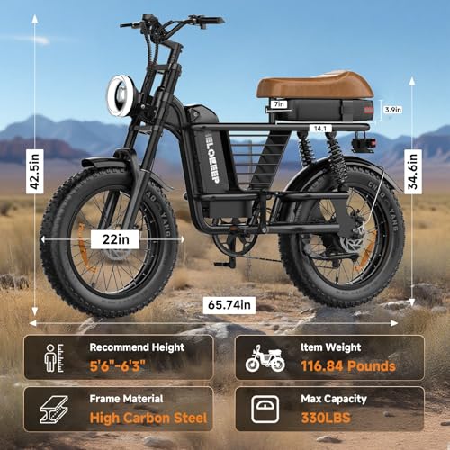 Image of 1500W Peak Electric Bike for Adults, 20 inch x4.0 Fat Tire Ebike, Class 2 Moped Style All-Terrain Electric Bicycle with Advanced Suspension, UL 2849 Certified Removable Battery