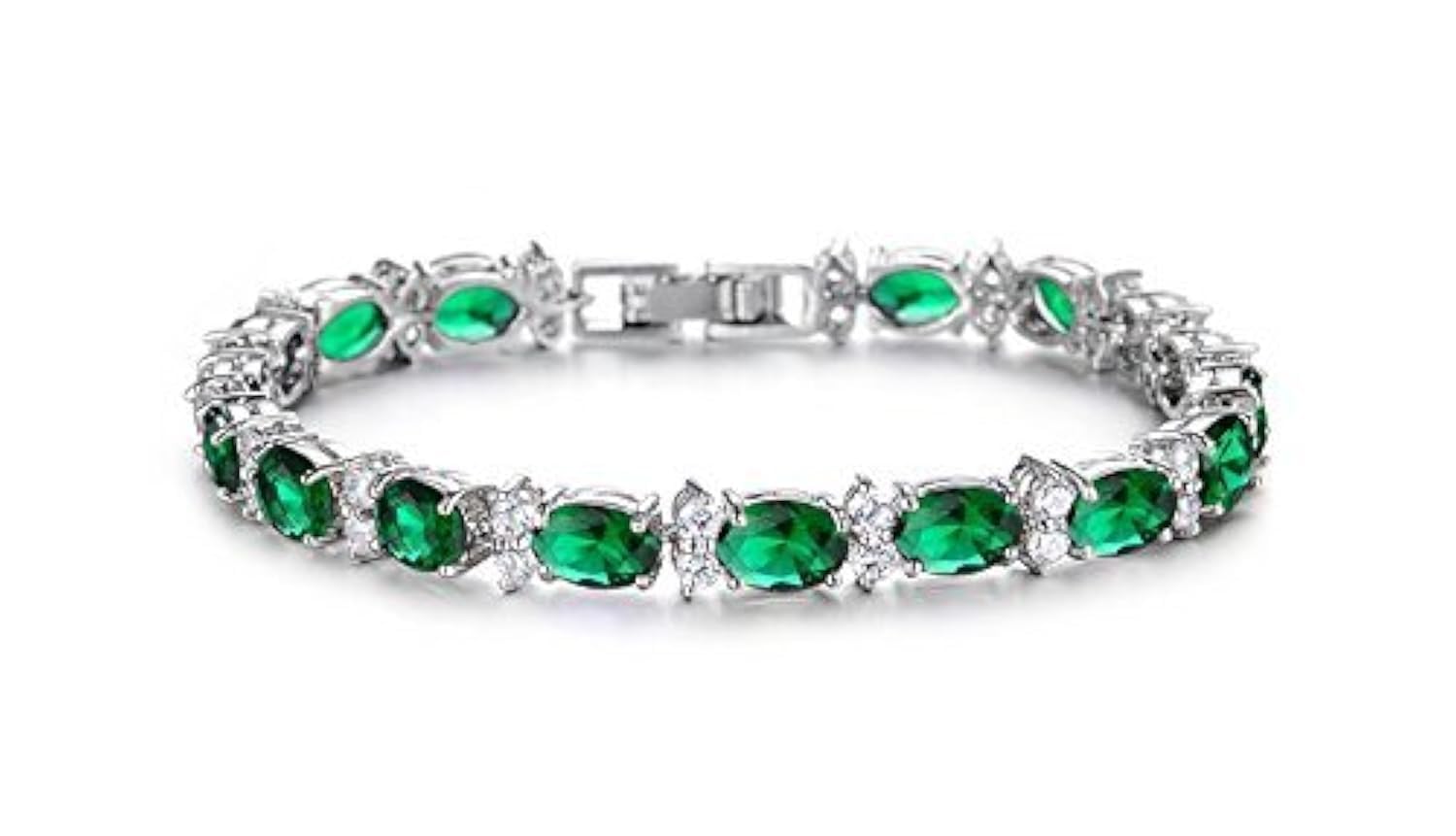 Shining Diva Fashion Platinum Plated Stylish Austrian Crystal Bracelet for Women and Girls (11955b)(Green)