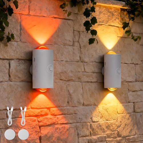 Aicharynic 2 lámparas de pared con detector de movimiento para interiores, lámpara de pared inalámbrica, lámpara de pared LED de 7 colores de luz, batería, luz nocturna magnética para pasillo