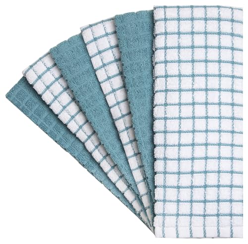 Image of Bumble Kitchen Towels (6 Pack) | 16 inch x 28 inch | 100% Cotton Dish Towels for Kitchen | 380 GSM | Soft, Highly Absorbent & Durable Dish Towels with Hanging Loop | Aqua