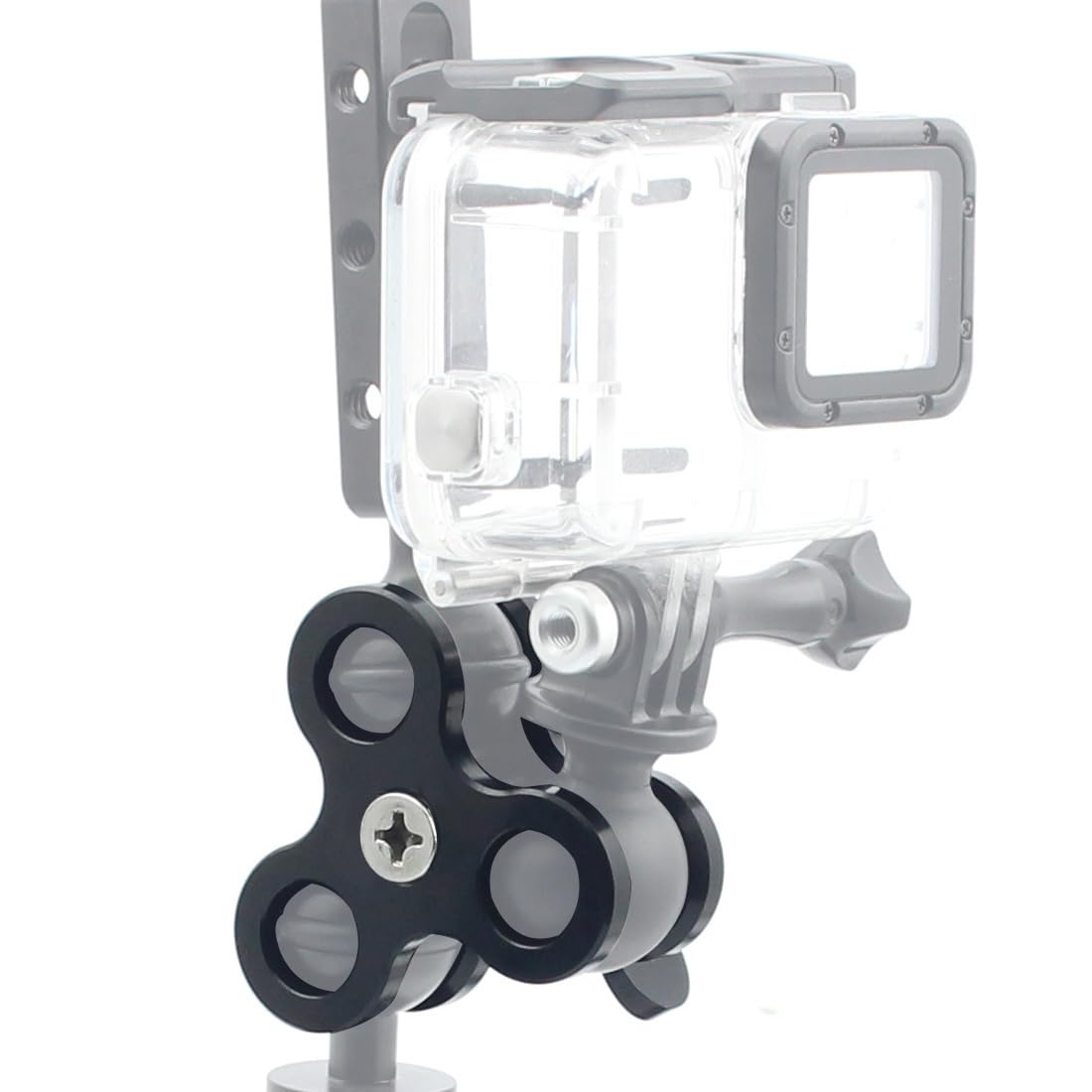 2 abrazaderas de bola subacuáticas de 1 pulgada para brazo de cámara de buceo, compatible con cámara de acción GoPro y brazos de linterna (CLAMP-3)