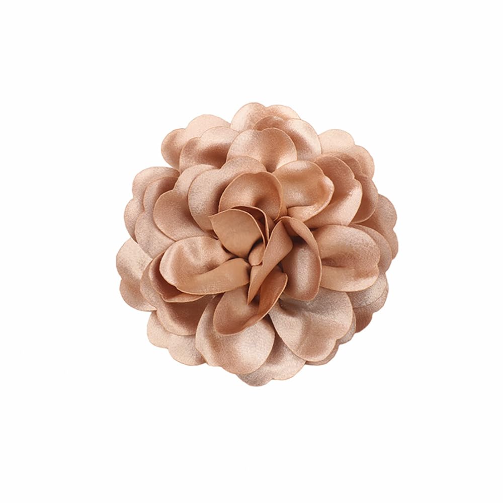 Dainty Fabric Rose &amp; Camellia Flower Oversized Brooch Pins &amp; Hair Clip - Large Lapel Pin, 4.3in/7.5in