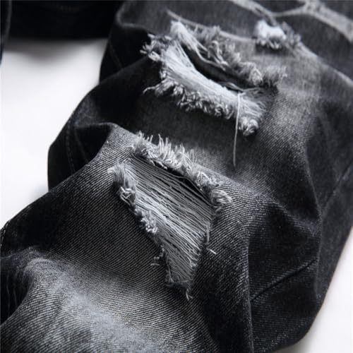 Mens Jeans Slim Fit Stretchy Straight Leg Distressed Light Wash Summer Skinny Ripped Jeans4