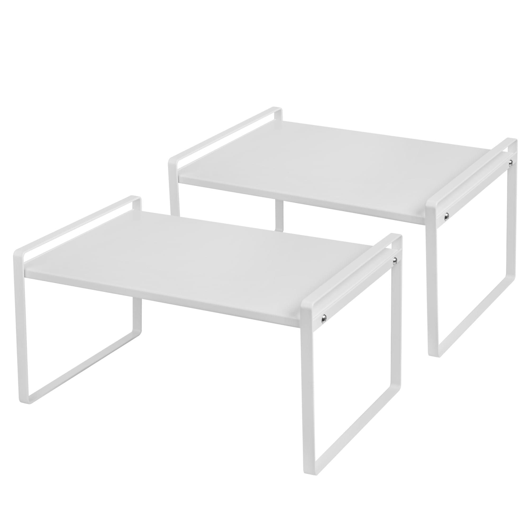 Nxconsu2Pack Cabinet Shelves Stackable Shelf Organizer Rack Riser for Kitchen Cabinet Pantry Cupboard Counter Countertop Home Organization Storage Space Saver Heavy Duty Metal Nonslip White Wide Tall