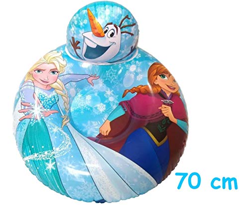 Bóia Poltrona Inflável Frozen Infantil Ana Elsa Olaf Encosto 70 Cm Plástico Azul Brinquedo Divertida