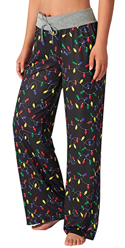 Alisister Ugly Christmas Womens Pajama Pants Comfy Colorful Fake Light Print Sleep Pants Palazzo Loose Elastic Drawstring Bottoms Party Novelty Clothes Size M Red #TOP11