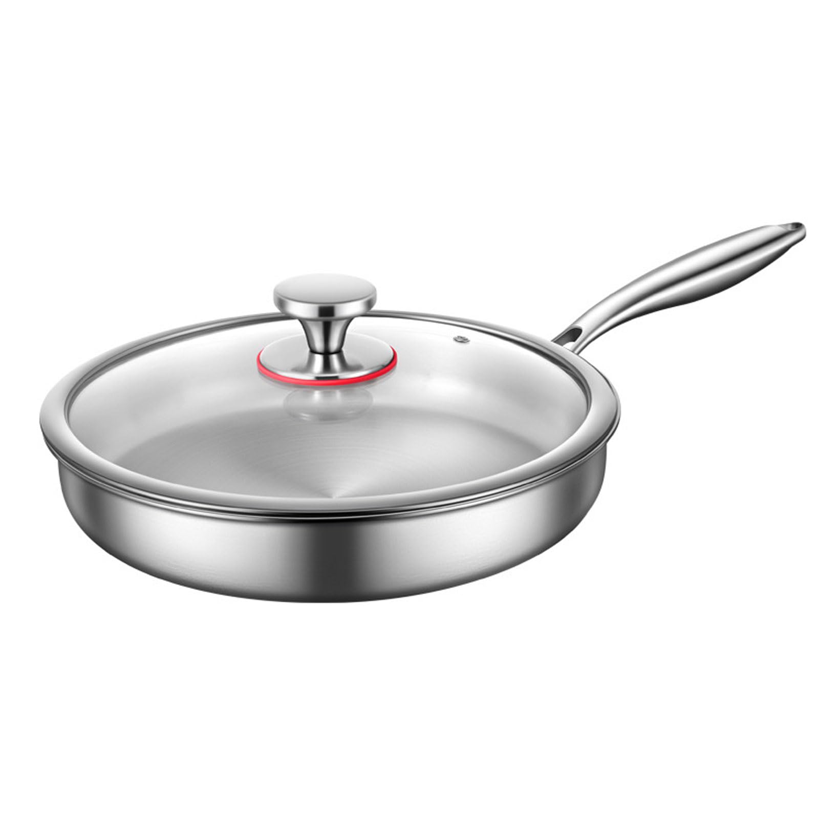 AIZYR 316 Woks in Acciaio Inossidabile Padella per Friggere Padelle con Coperchio, Padella Grande Cucina Induzione di Cottura Skillet Utensili Professionali,32cm