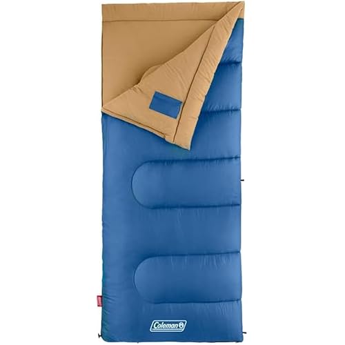 Coleman Brazos 20/30°F Adult Cool-Weather Sleeping Bag with No-Snag Zipper & Stuff Sack, Machine Washable, Great for Camping, Traveling, Guests, & More