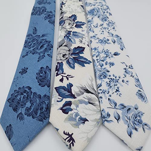 Image of Mantieqingway Men's Cotton Floral Neck Tie 2.56'' Printed Skinny Tie