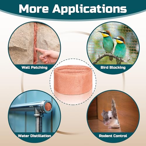 copper mesh rodent control 5in x 30ft rustproof pure copper mesh roll for slug snail mice control ideal for blocking holes in walls vents plus packing tool for easy installation
