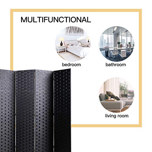 6ft Tall 4 Panel Room Separator Privacy Screen Room Dividers Folding Privacy Screens for Living Room Bedroom