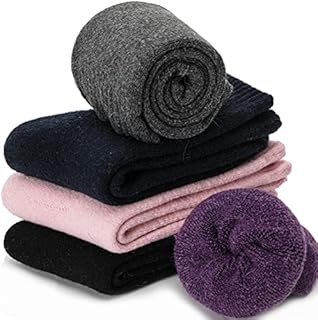 ANTSANG Womens Wool Walking Socks Winter Warm Thick Boot Cosy Thermal Hiking Crew Ladies Christmas Work Gift Socks 5 Pairs