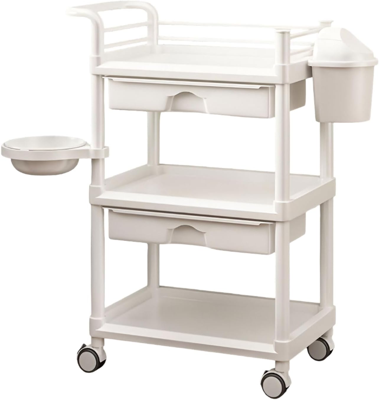AIZYR Medical Mobile Trolley Cart Rolling Utility Cart, 3 Tier Trolley Cart with Drawers Esthetician Carts for Hospital Home SPA Beauty Salon
