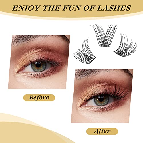 Cluster Lashes 480 Pcs QUEWEL Individual Lashes MIX10-18 D Curl DIY Lash Extensions Thin Band Lash-Clusters Eyelashes-Individual Volume False-Eyelashes Soft & Light For Home Use(Natural D MIX10-18) - Image 4