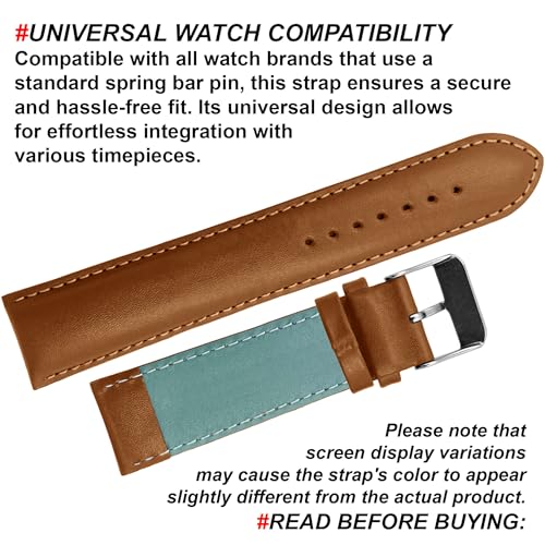 Image of DBLACK ''ZEUS'' Genuine Leather Watch Strap, Minimalist Design Watch Belt / / For 18mm, 20mm, 22mm, or 24mm Full-Padded Watch Band (Choose Your Size & Color)