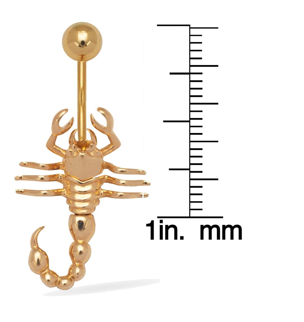Bauchnabelring 14 Karat Gold 14 Gauge Skorpion (gelb oder weiß)
