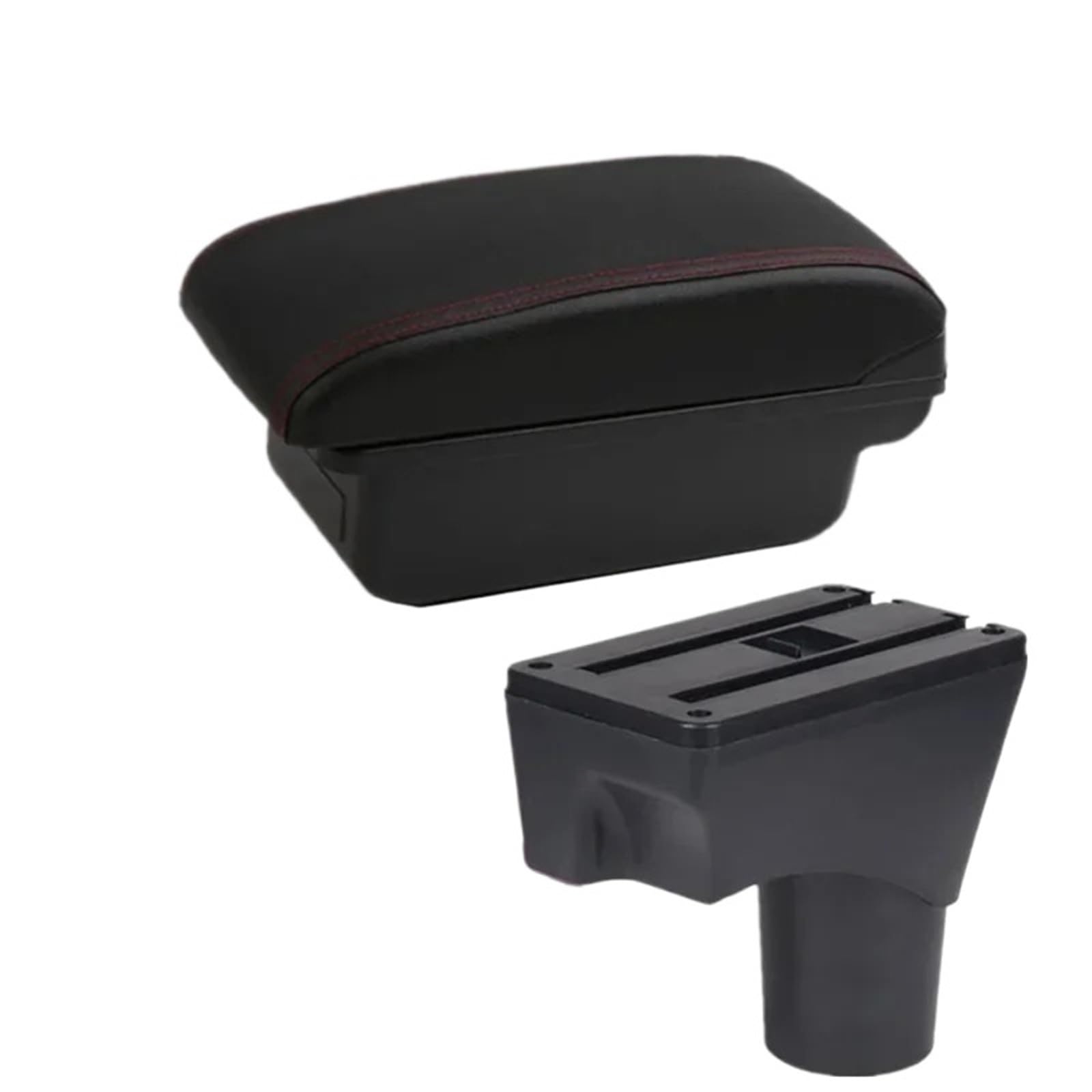 POZMNGTI Armrest Compartment Fit For Nissan March Micra K13 Armrest Box Fit For Nissan Sunny Arm Storage Box Retrofit Parts Car Accessories(A1 red line No USB)