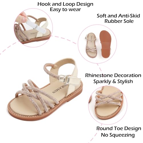 Image of PHIRAMIN Toddler Flower Girl Sandals - Girl Dress Shoes Toddler Little Kid Wedding Party