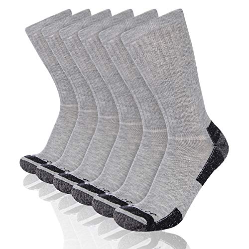 Heatuff Mens 6 Pack Crew Athletic Work Socks With Cushion, Reinforced Heel & Toe For All Seasons