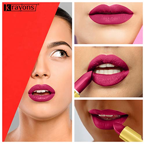 Image of Krayons Cute Pop Matte Lipstick for Women - Shade 171 Angel Pink, 3.5g | Long Stay Waterproof Lip Stick | Rich Pigmented Matt Lipsticks Daily Wear | India's 1st Unique Twist-Wrap Style Lipstic