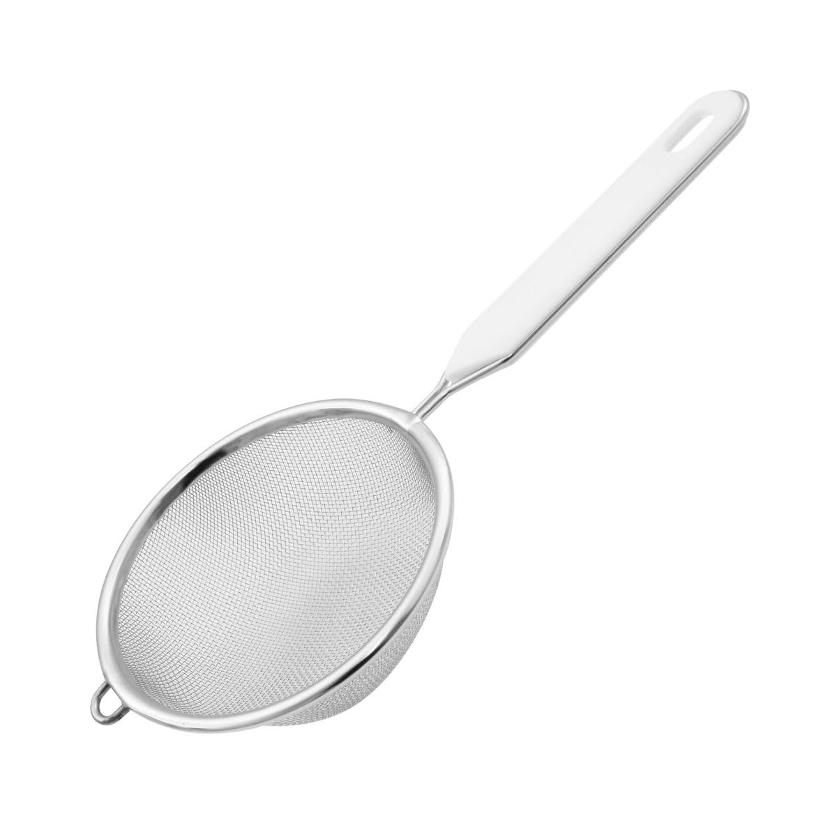 Fackelmann Colador de Cocina de Acero Inoxidable, Tamizador con Borde Redondo 10 Cm, Escurridor de malla fina fabricado en Acero Inoxidable, 23x10x4 cm, 1 ud