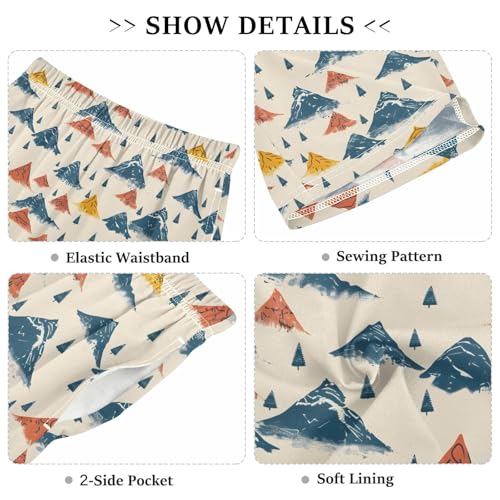 ALAZA Color Mountain Pine Tree Pajama Shorts Elastic Waist Casual Sleep Shorts with Pockets Size 6-143