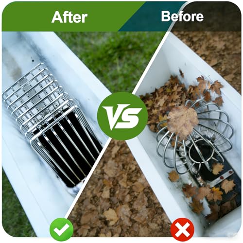 Gutter Guard, 2 Pack Heavy Duty 304 Stainless Steel Downspout Filter,4.7"L ×3.5"W ×4.7"H - Adjustable Opening, Fits 3" x 4" Pipe, Anti-Clog Leaf Filter Bird Barrier Roof Drain Outdoor Drain Protection by LOVEERCT - Used condition - Image 6