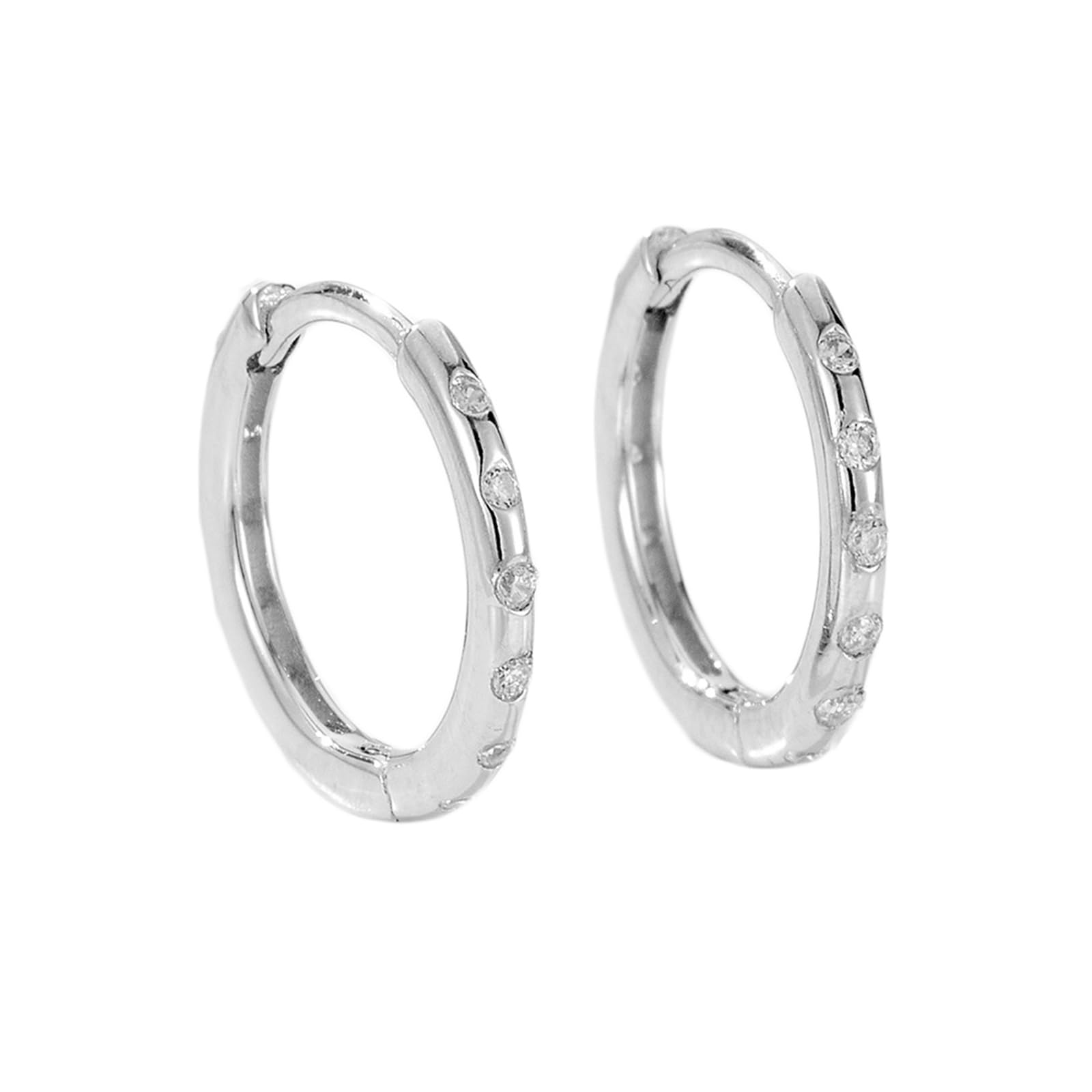 Pendientes apilables dorados para mujer con moissanita blanca, minimalistas para mujer, aretes de aro dorados para ella