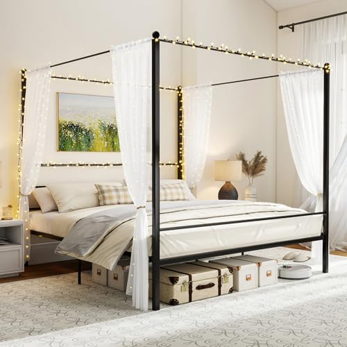 KOMFOTT Metal Canopy Bed Frame King Size, Modern 4...