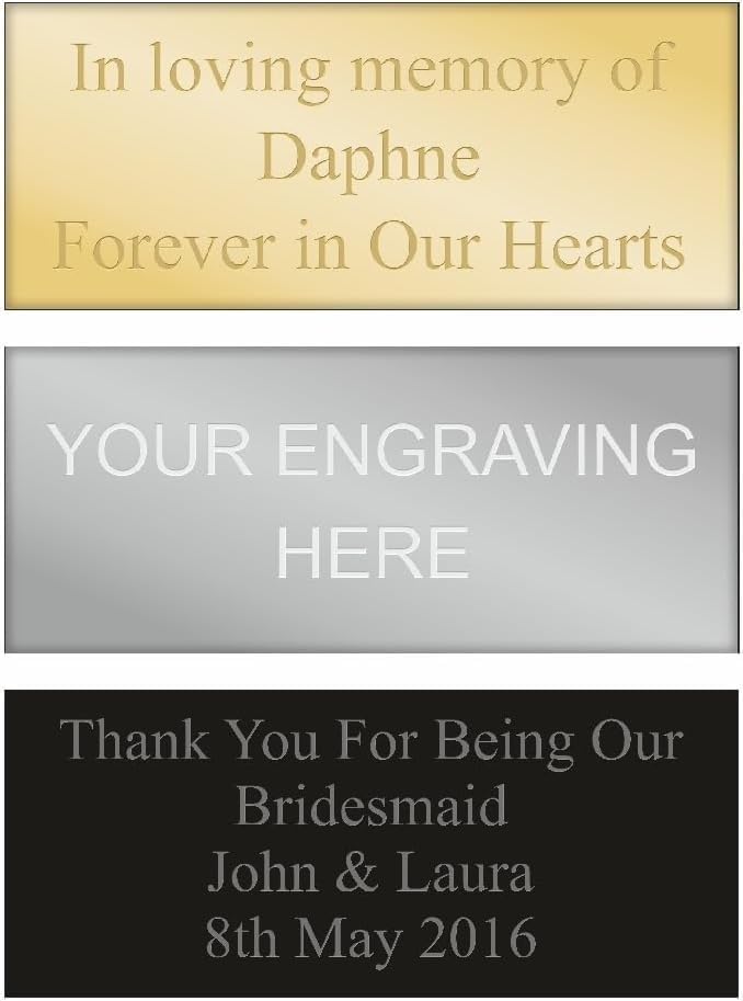 Engraved Plate Gold, Silver, or Black, Self-Adhesive Plaque for Nameplates & Photo Frames Custom Fonts & Straight Shape Size (100 X 50mm)