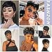 WIGNEE Short Pixie Cut Human Hair Wigs With Bangs for Black Women (1B)