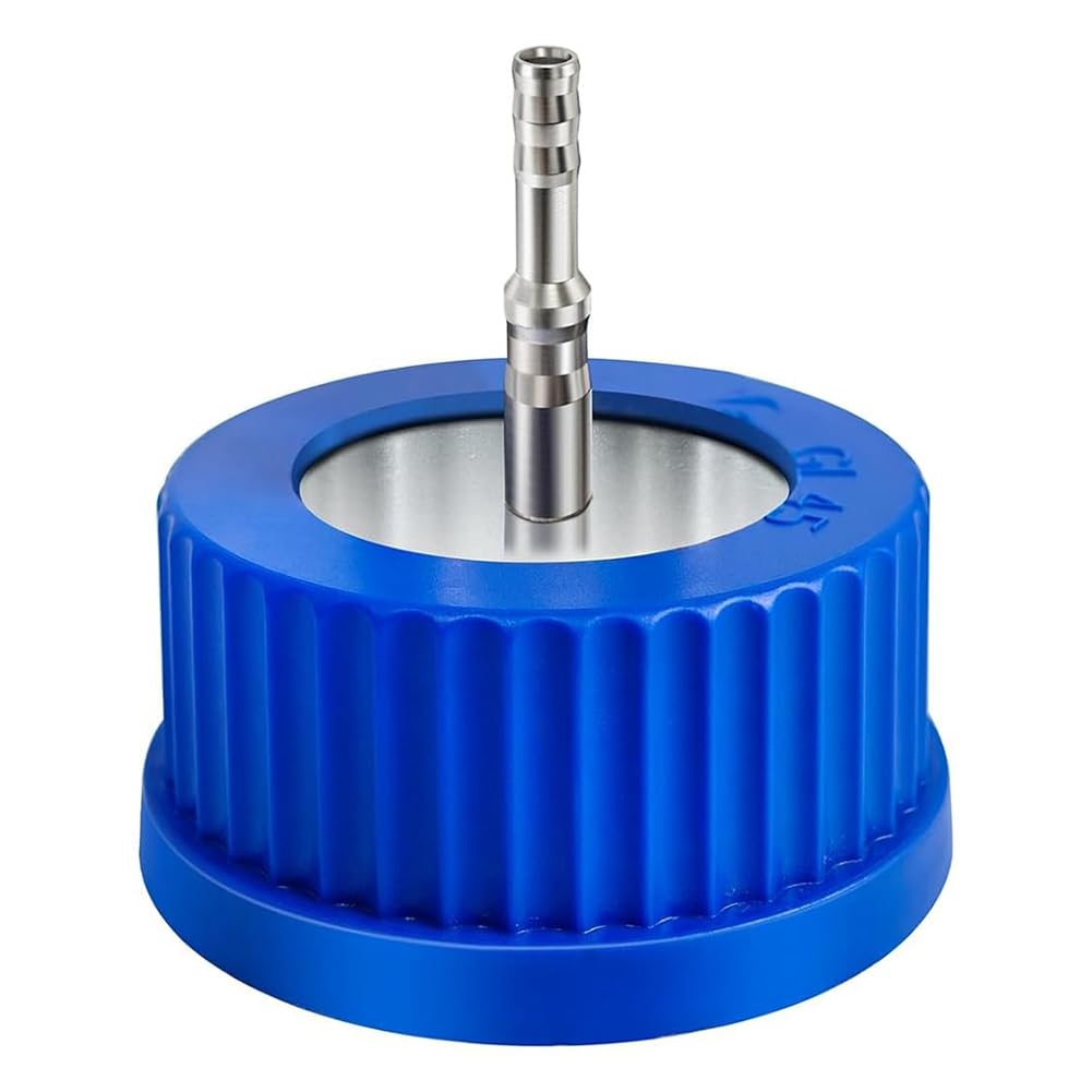 UDSKNV[KSL For Laboratory GL45 Safety Bottle Cap 304 Stainless Steel, Large Size, Autoclavable 1-Port